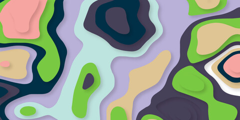 Abstract colorful curve wavy lines with shadow papercut background. Abstract luxurious colorful papercut. Vector art