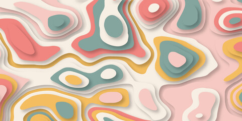 Abstract colorful curve wavy lines with shadow papercut background. Abstract luxurious colorful papercut. Vector design.