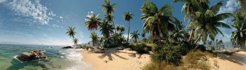 A picturesque palm trees beach, the ultimate tropical dream