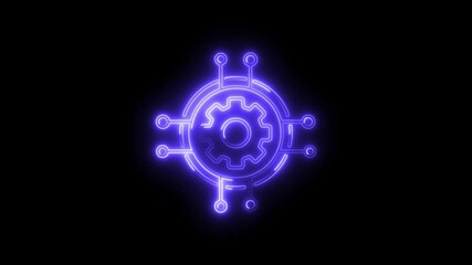 Glowing neon technology gear animated icon loop digital network innovation artificial intelligence cyber security concept - Powered by Adobe