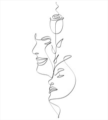 Abstract line drawing of a couple in love can be used for tattoos, logos, avatars