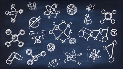 Chalkboard Science Molecular Structures Atom Chemistry Diagram