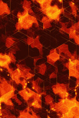 Abstract fiery hexagonal pattern