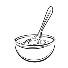 Minimalist line drawing of a sugar bowl with a spoon  