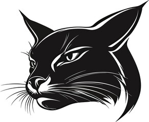 Obraz premium Stylized Black Cat Head Illustration in Bold Ink Design