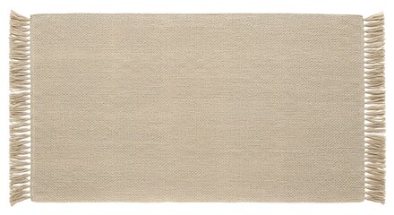 Beige rectangular rug with fringe