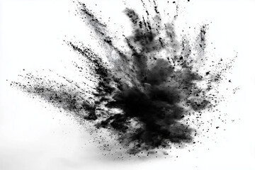 Obraz premium Black Powder Dispersion on White Background