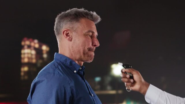 Policeman Doing Driver Alcohol Test