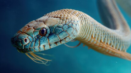 Naklejka premium Aquatic Snake Portrait: Scales and Serenity