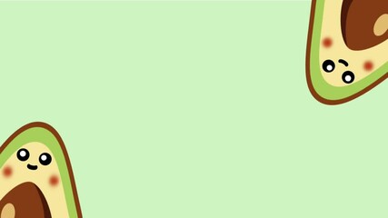 A large avocado peeking from the top corner, creating a curious and quirky scene perfect for engaging or humorous content.