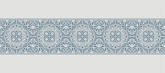 Flat ornament style ethnic seamless borders