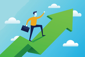 Fototapeta premium Businessman Riding Rocket to Success