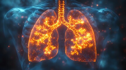 Fototapeta premium Human Lungs Glowing Anatomy Model