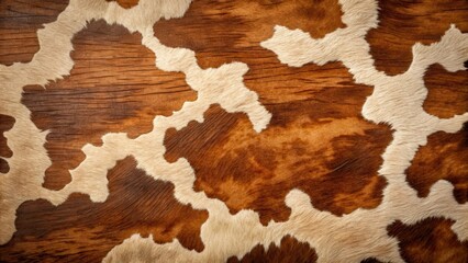 Natural seamless cow hide leather pattern on wood background with subtle texture and earthy tones , cow hide, natural
