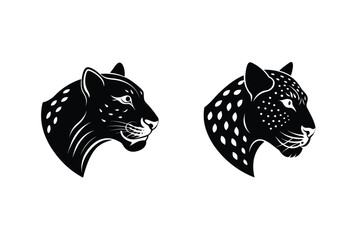 Two black silhouette leopard head side profiles showing spotting differences on white background