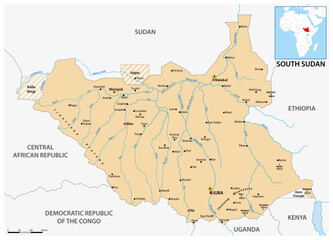 vector map of south sudan republic