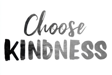 Fototapeta premium Sleek and Modern Handwritten Typography Art: Embrace Kindness in Stylish Grey Hues