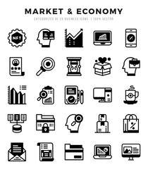 Market & Economy icons set. Vector illustration.