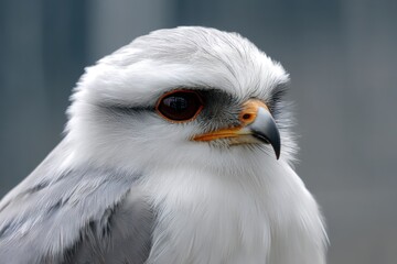 Obraz premium Detailed Close-Up of a White-Tailed Kite Perched, Showcasing Its Sharp Beak and Feathers, A Stunning Bird of Prey from North and South America