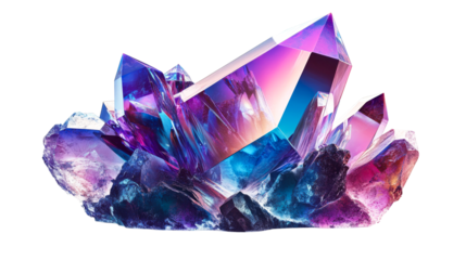 Formation of violet crystal stone mineral deposit, cut out transparent