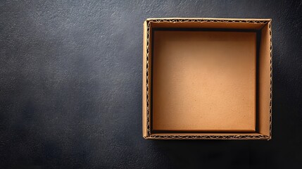 Mockup Mock up Open Cardboard Box on Dark Surface