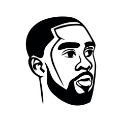 Minimalist Black Male Portrait Vector – Modern Line Art Illustration