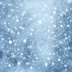 Fototapeta premium Falling snow. Realistic frozen snowfall, winter christmas snowy weather vector background illustration. Snowfall overlay backdrop