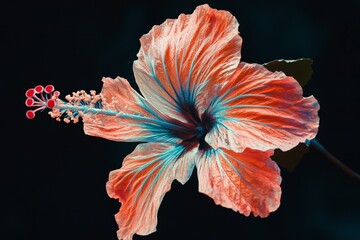 Vibrant hibiscus flower with striking color tones.