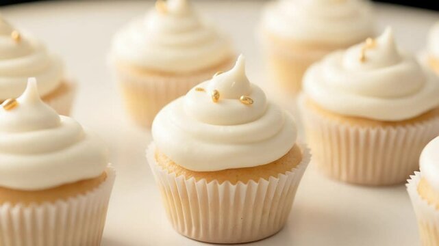 Deliciously Frosted Mini Cupcakes with Creamy White Icing Toppers