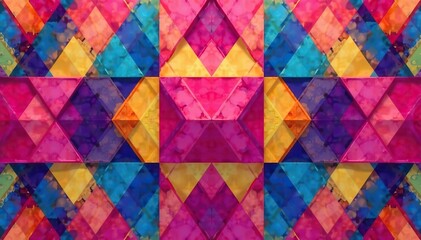 Geometric shapes in vibrant hues form a continuous, repeating pattern , design, graphic, stylish
