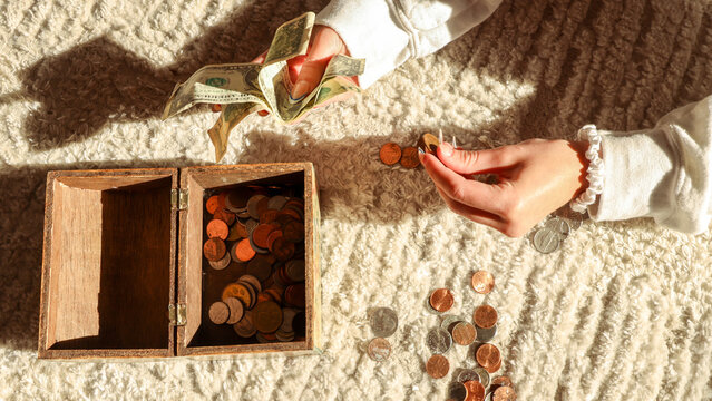 Teen Girl Counting Savings