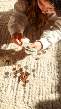 Teen Girl Counting Savings