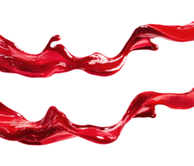 Dynamic Red Liquid Splashing in Mid-Air with Fluid Motion and Vivid Color, Showcasing Elegance and Energy, Isolated on Transparent and White Background
