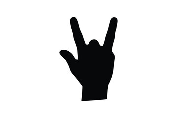 Obraz premium Hand gesture V sign icon silhouette on white background