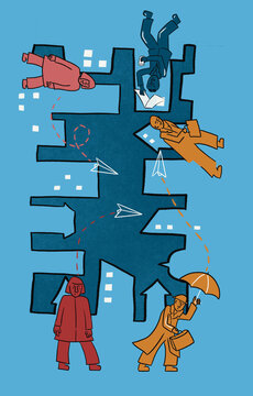 People commuting to work