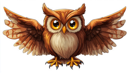 Cartoon owl character isolated on white background