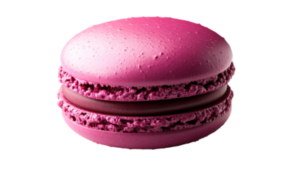 Delicious pink macaron dessert, almond meringue cookie, cut out transparent