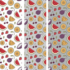 assorted with fruits and berries seamless pattern