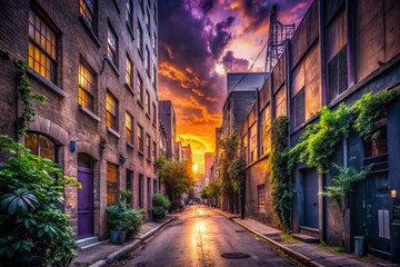 Urban Alleyway at Sunset