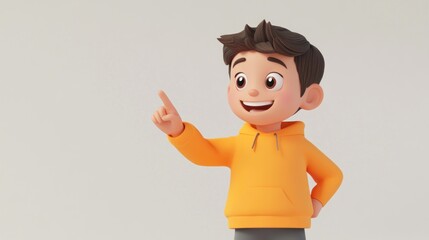 Cartoon boy pointing