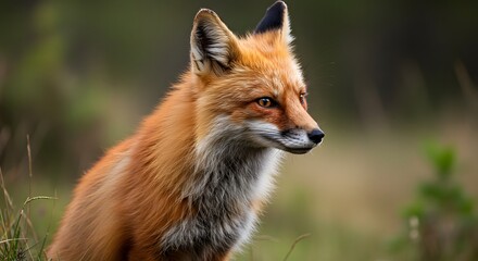 Fox in Natural Habitat Close Up Profile Wildlife Portrait