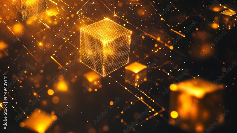 Poster digital technology concept. cubes and digital connections. abstract background. abstract modern tech