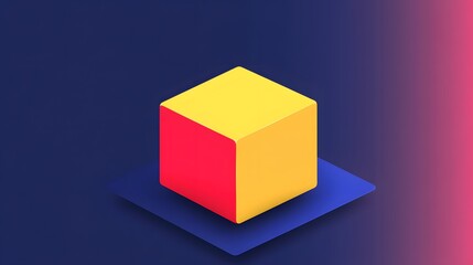 Fototapeta premium Abstract 3D Cube Geometric Shapes Yellow Red Blue Isometric Design