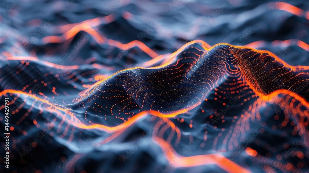 Poster explore an abstract visualization of telecommunication data, showcasing intricate waves and patterns