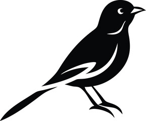 Obraz premium Detailed black silhouette of a songbird is depicted on a transparent backdrop