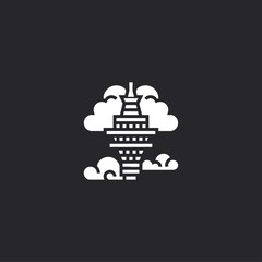 High rise tower icon logo flat vector design