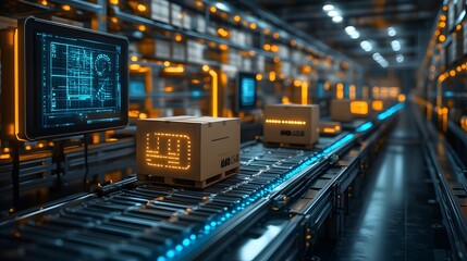 Obraz premium Smart warehouse management with augmented reality for package picking, delivery tracking, and future logistics innovation