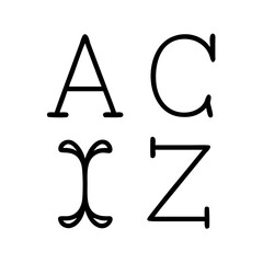 Watercolor vintage black letter a to z , alphabet for crest design, initials, monogram print. Vector font of grunge letters. Hand drawn ink alphabet. Grunge scratch type font.