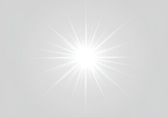 Obraz premium A bright white light starburst effect with radiating beams on a soft gray gradient background image design