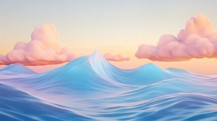 Pastel Clouds Over Azure Waves (1)